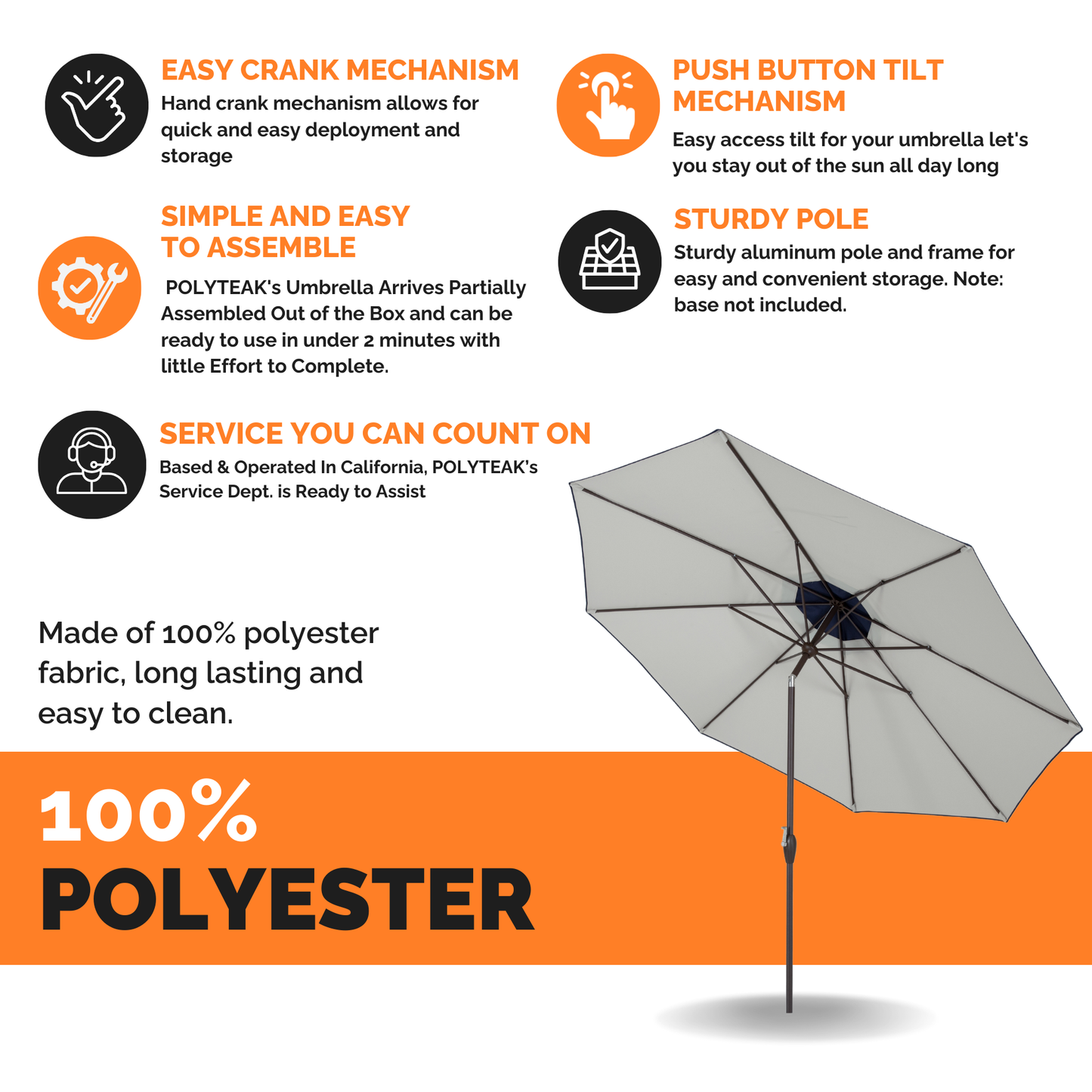 Outdoor/Patio Umbrella 9 ft - Brown Pole