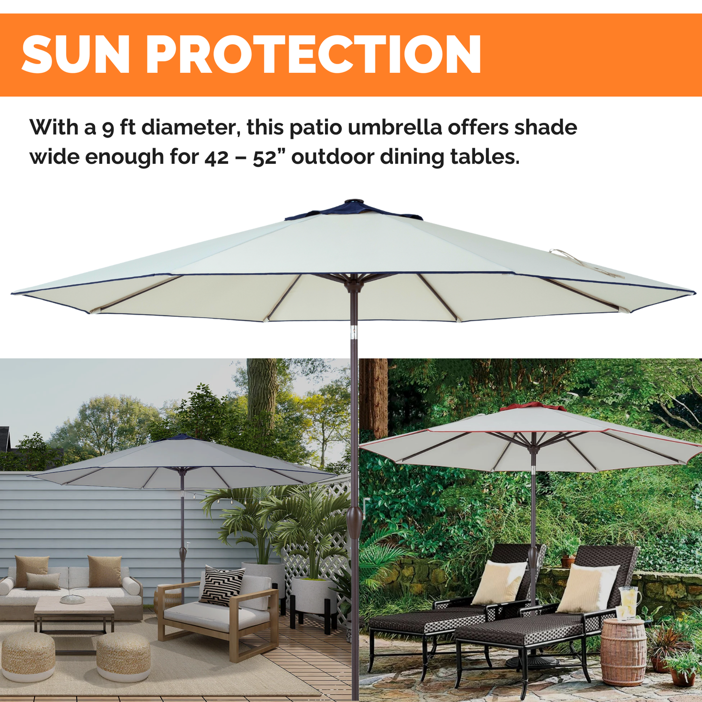 Outdoor/Patio Umbrella 9 ft - Brown Pole