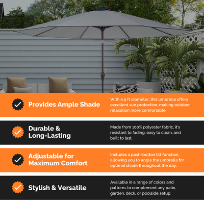 Outdoor/Patio Umbrella 9 ft - Brown Pole