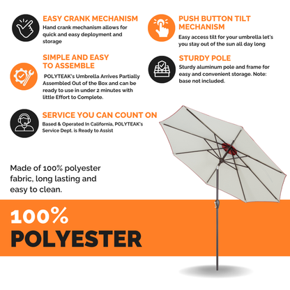 Outdoor/Patio Umbrella 9 ft - Brown Pole