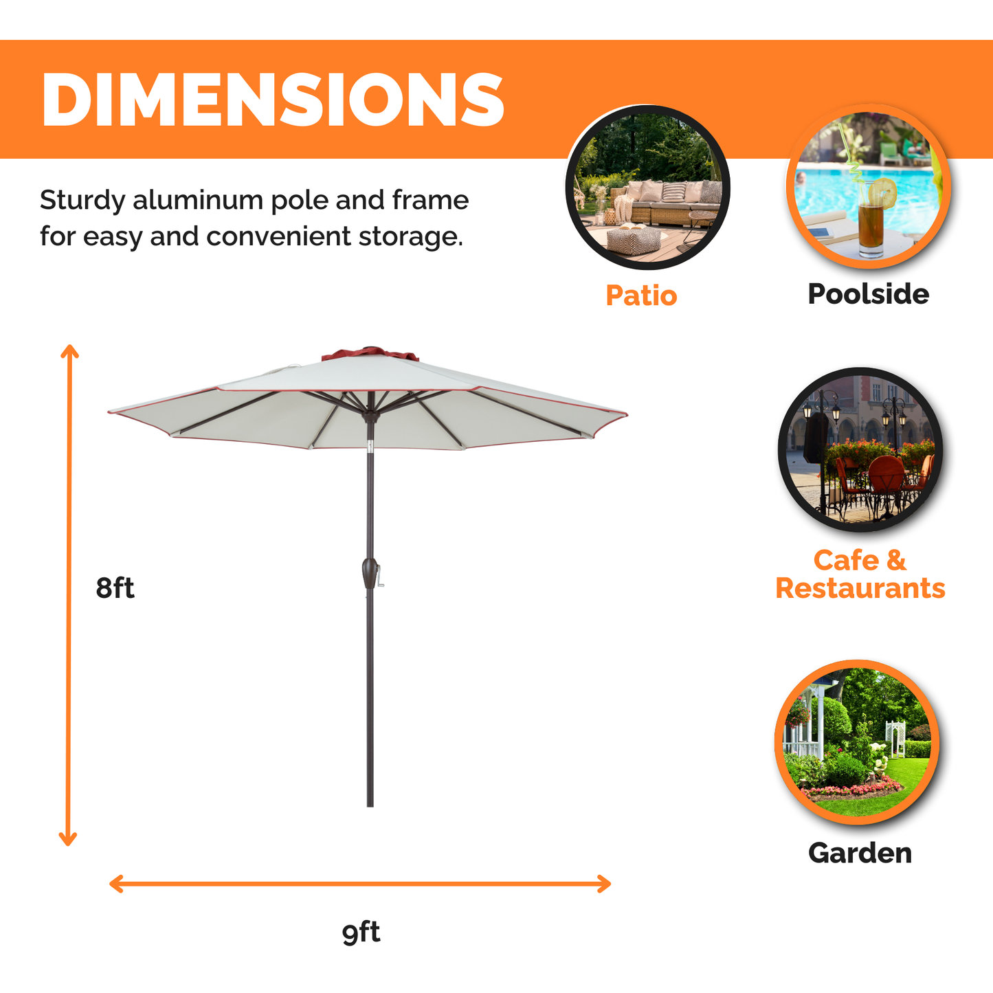 Outdoor/Patio Umbrella 9 ft - Brown Pole