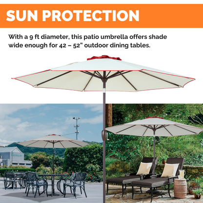 Outdoor/Patio Umbrella 9 ft - Brown Pole