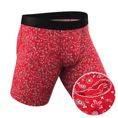 The Outlaw | Naughty Paisley Long Leg Ball Hammock® Pouch Underwear With Fly