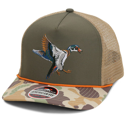 Wood Duck Hat Rope Cap 5-Panel Ridgeline Mesh Back