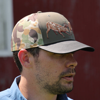 Fighting Deer Rut Cap 6-Panel Riverside Wax Cloth Visor