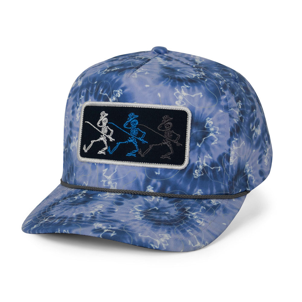 Dancing Skeletons Fly Fishing Trucker Tie Dye Rope Cap