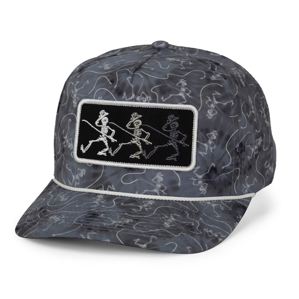 Dancing Skeletons Fly Fishing Trucker Tie Dye Rope Cap