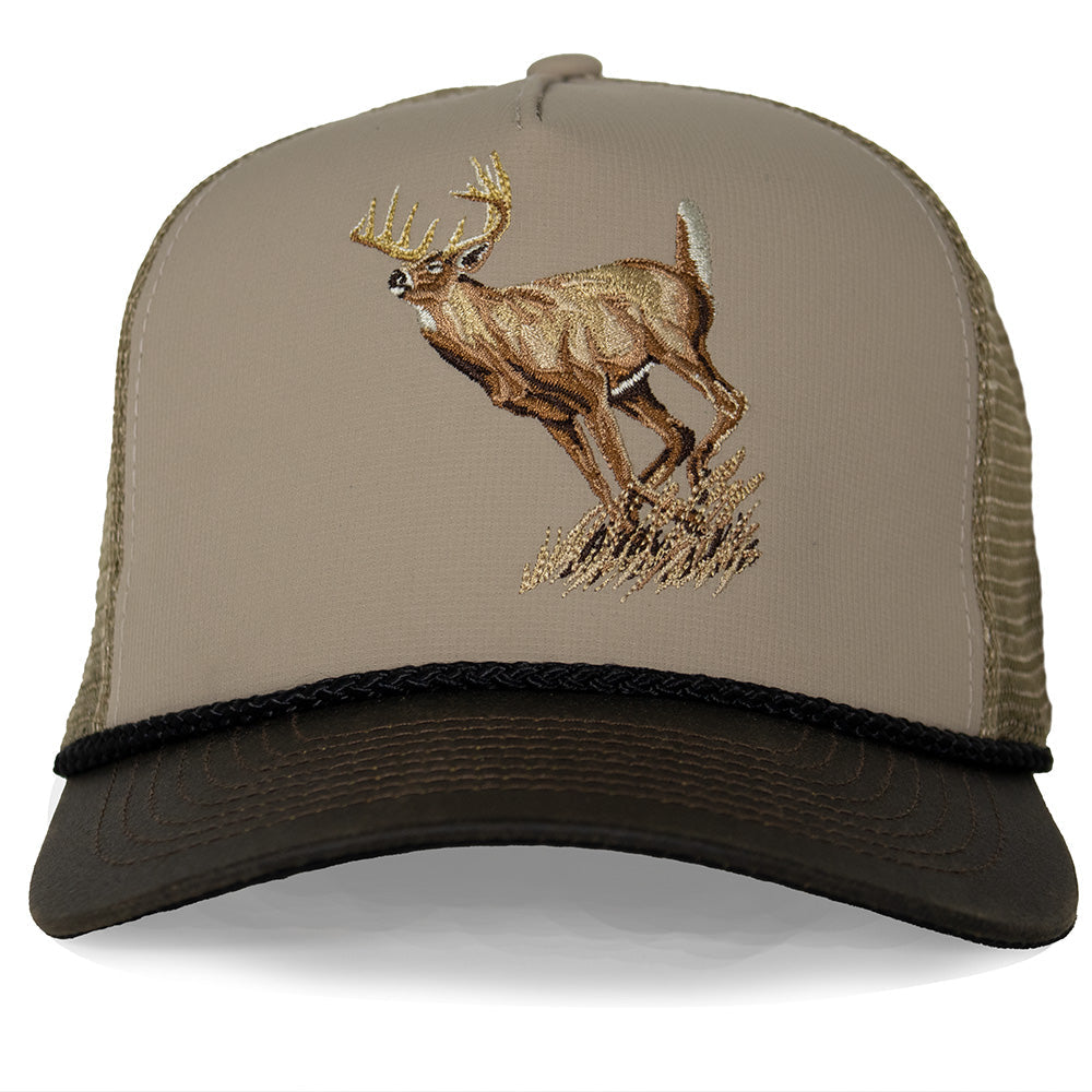 Running Deer 5-Panel Wax Cloth Visor Trucker Hat