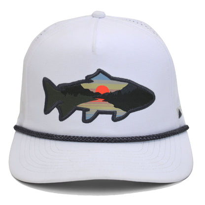 Sunset Fish Silhouette 5-Panel Performance Rope Cap