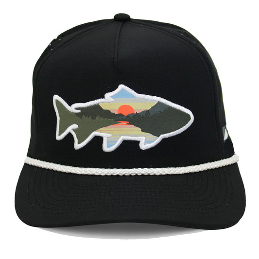 Sunset Fish Silhouette 5-Panel Performance Rope Cap