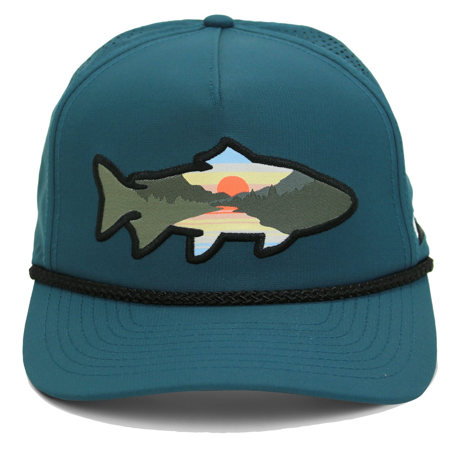 Sunset Fish Silhouette 5-Panel Performance Rope Cap