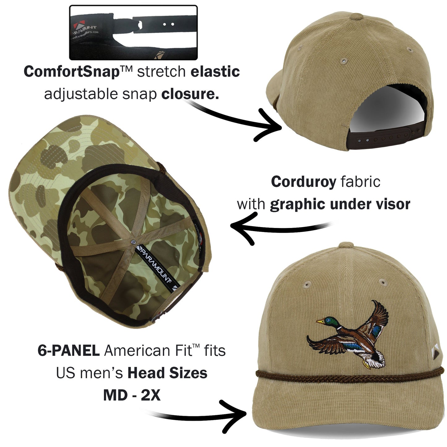 Corduroy Mallard Drake 6-Panel Performance Cap