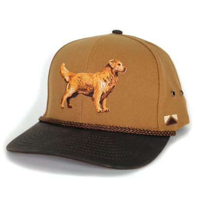 Canvas Golden Retriever Hat with Wax Cloth Visor