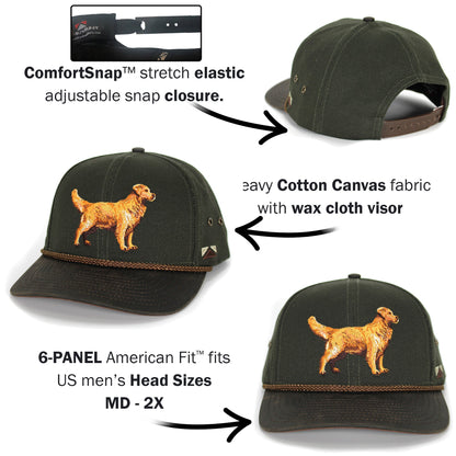 Canvas Golden Retriever Hat with Wax Cloth Visor