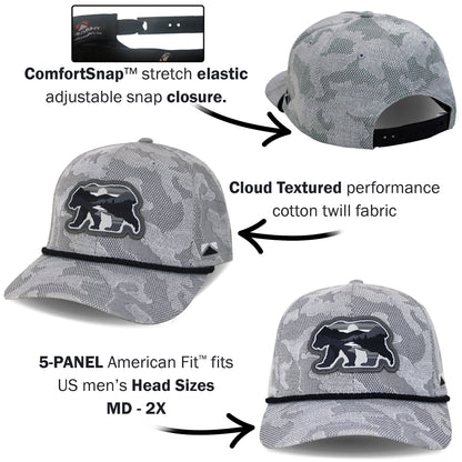 Sunset Bear Cloud Texture 5-Panel Rope Cap