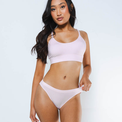 The Aphrodite | Light Pink Striped Modal Bikini Underwear