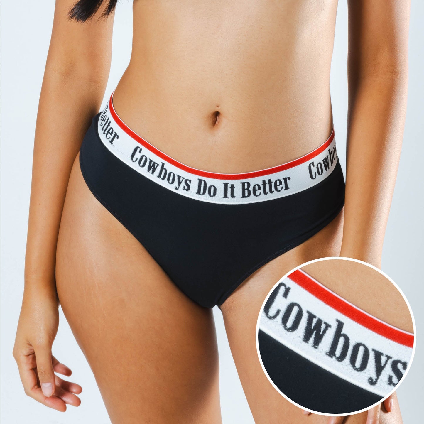 The Cowboys Do It Better | Black Shinesty x Diamond Cross Ranch Cheeky Underwear with Waistband