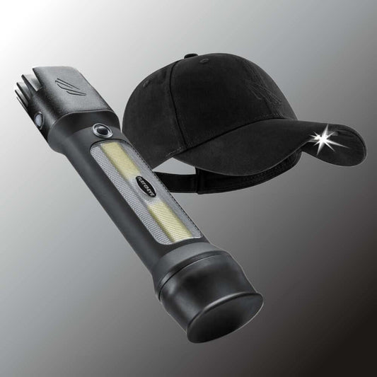 POWER Bundle POWERCAP 3.0 LED Lighted Hat + FLATEYE Flashlight Lantern FRL-2100