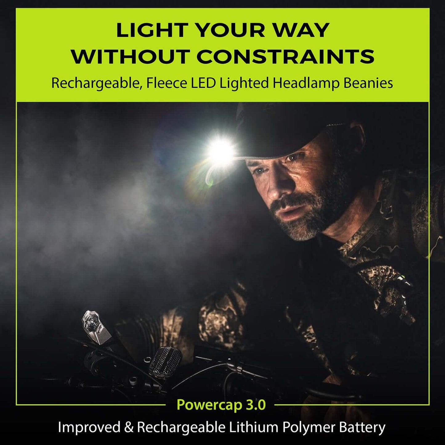 POWERCAP 3.0 Rechargeable LED Lighted Headlamp Hats and IPX4 Rating - One Size