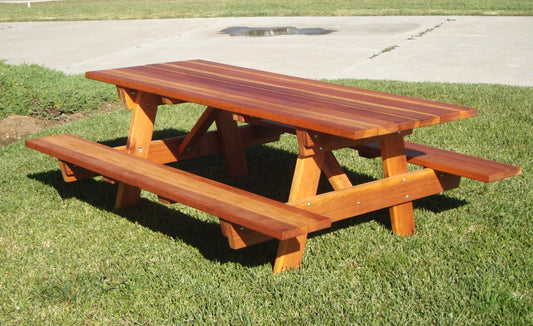 Super Deck Redwood Picnic Table