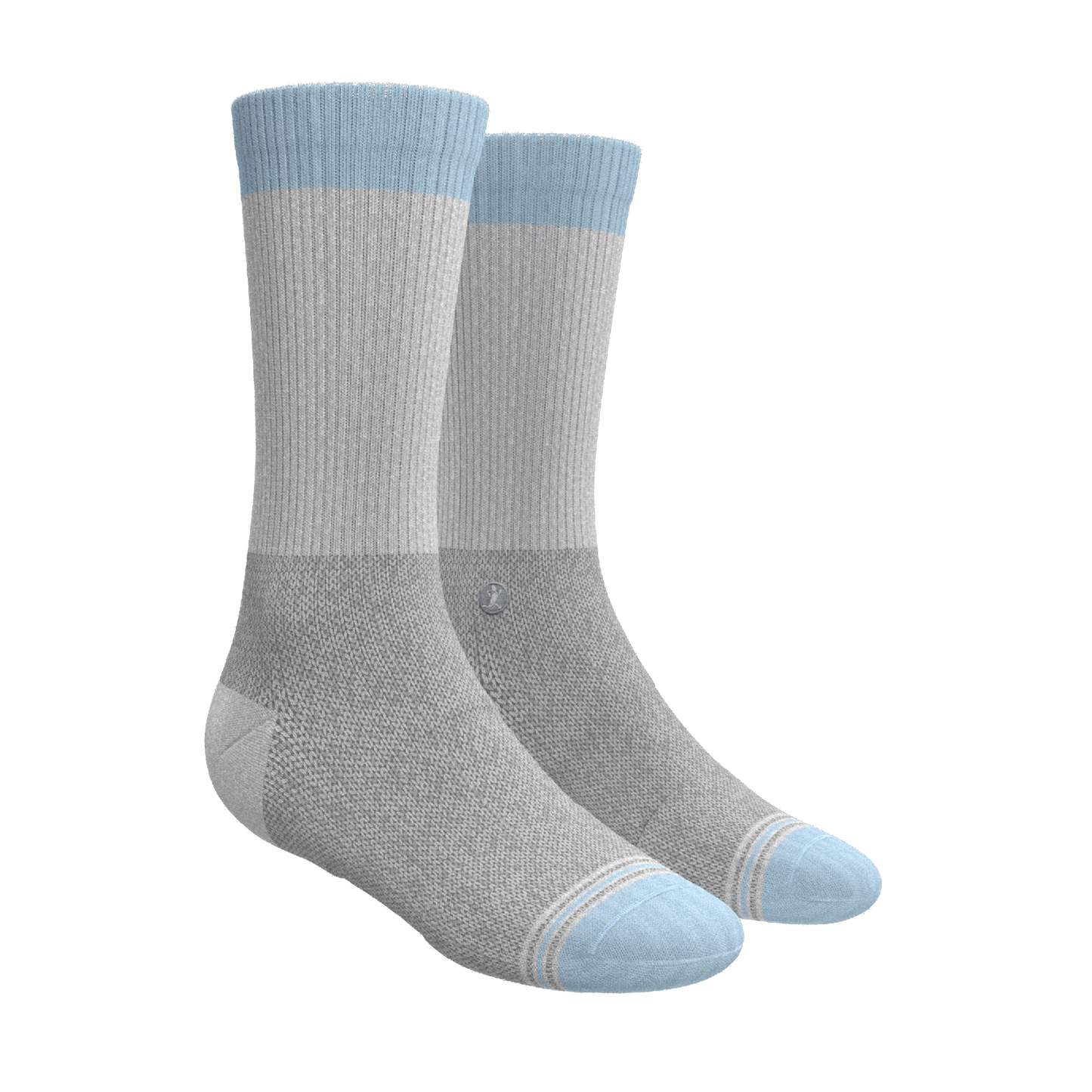 The Pacific Blue | Blue Grey Tri Color Block Heel Hammock™ Crew Socks 3 Pack