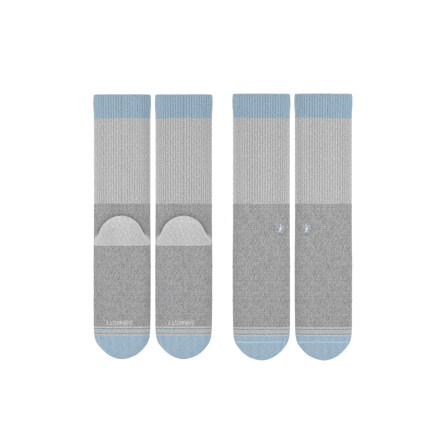 The Pacific Blue | Blue Grey Tri Color Block Heel Hammock™ Crew Socks 3 Pack