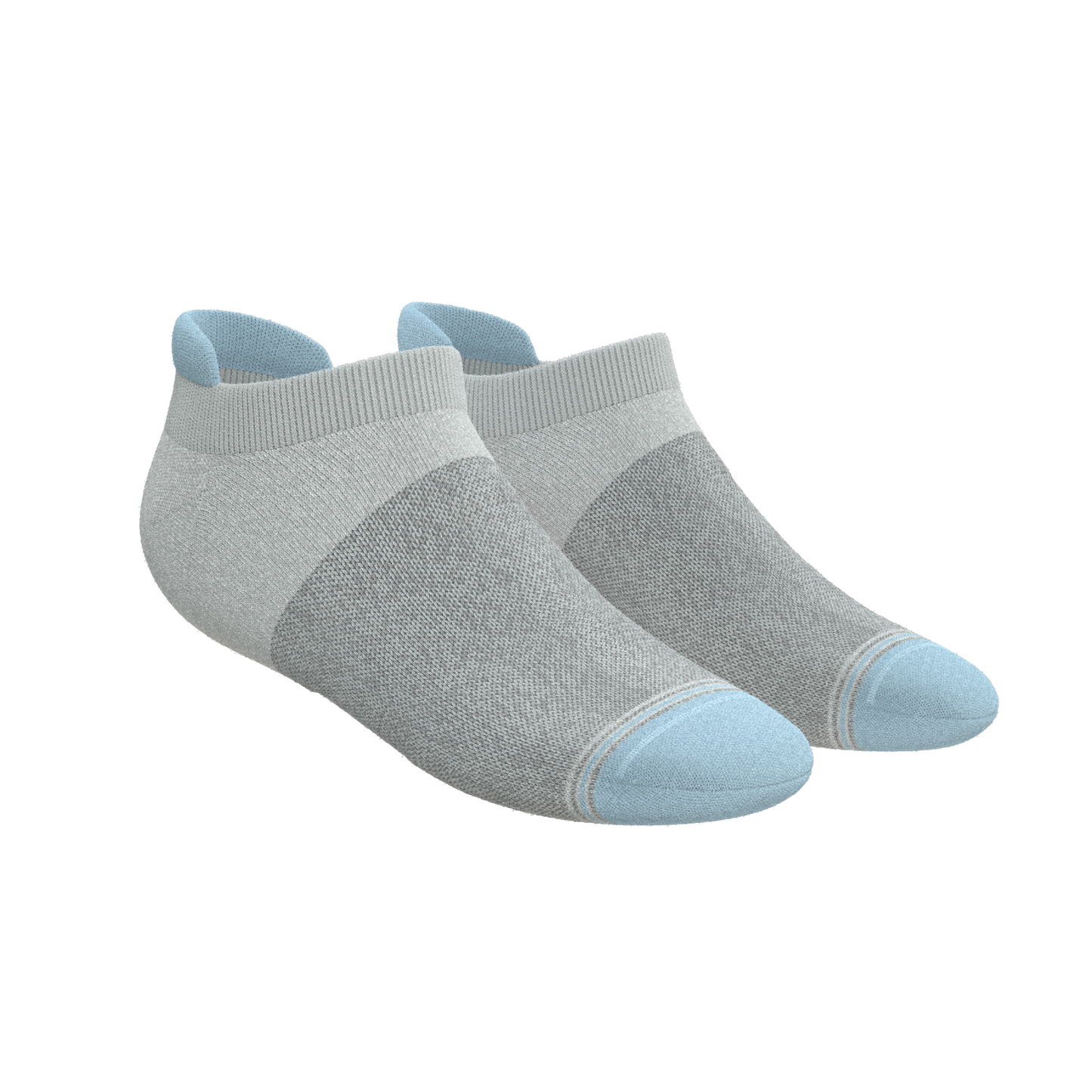 The Pacific Blue | Blue Grey Tri Color Block Heel Hammock™ Ankle Socks 3 Pack