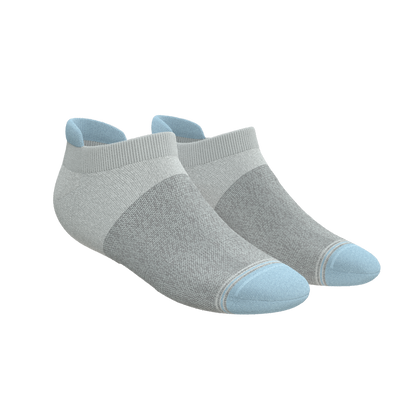 The Pacific Blue | Blue Grey Tri Color Block Heel Hammock™ Ankle Socks 3 Pack