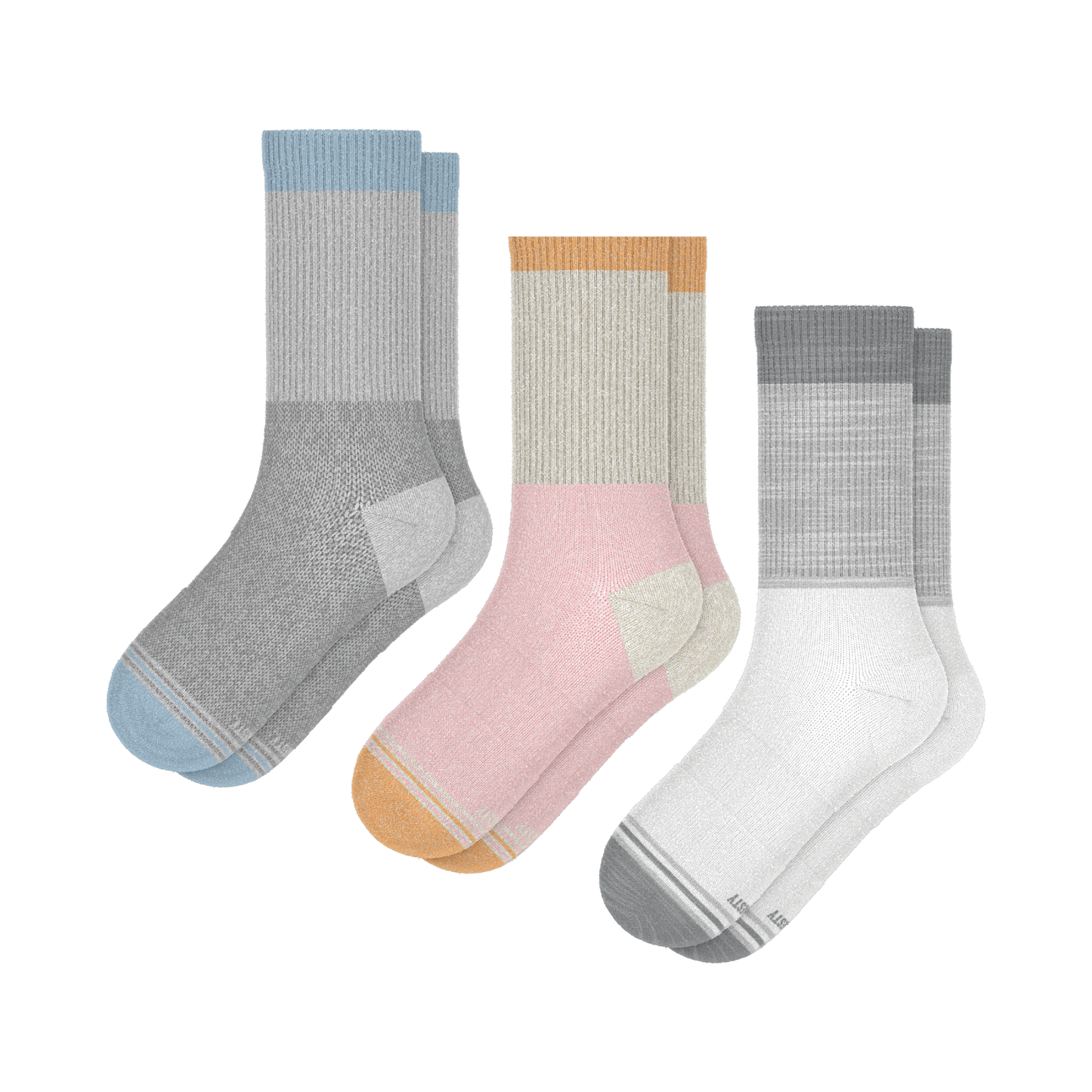 The Color Block Mix Pack | Tri Color Block Heel Hammock™ Crew Socks 3 Pack