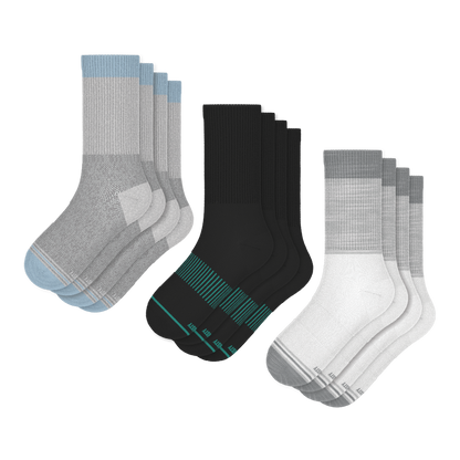 The Solid and Color Block Mix Pack | Solid and Tri Color Block Heel Hammock™ Crew Socks 6 Pack