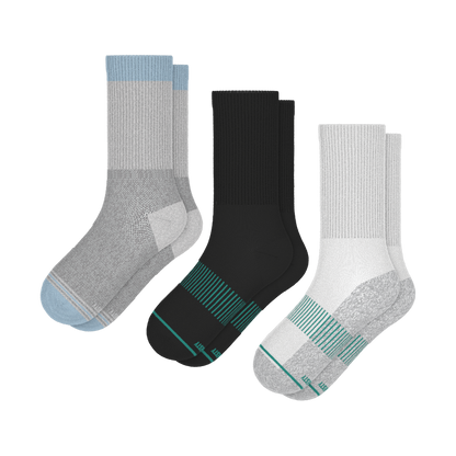 Versatile Solids Mix Pack | Blue Tri Color Block and Solids Heel Hammock™ Crew Socks 3 Pack