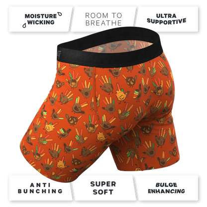 The Party Fowl | Thanksgiving Turkey Long Leg Ball Hammock® Pouch Boxers With Fly