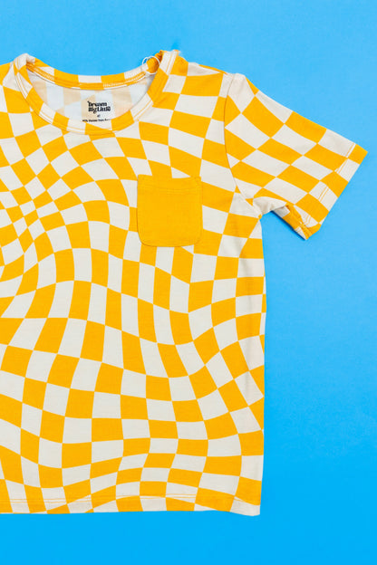 SUNSHINE WAVE CHECKS DREAM POCKET TEE