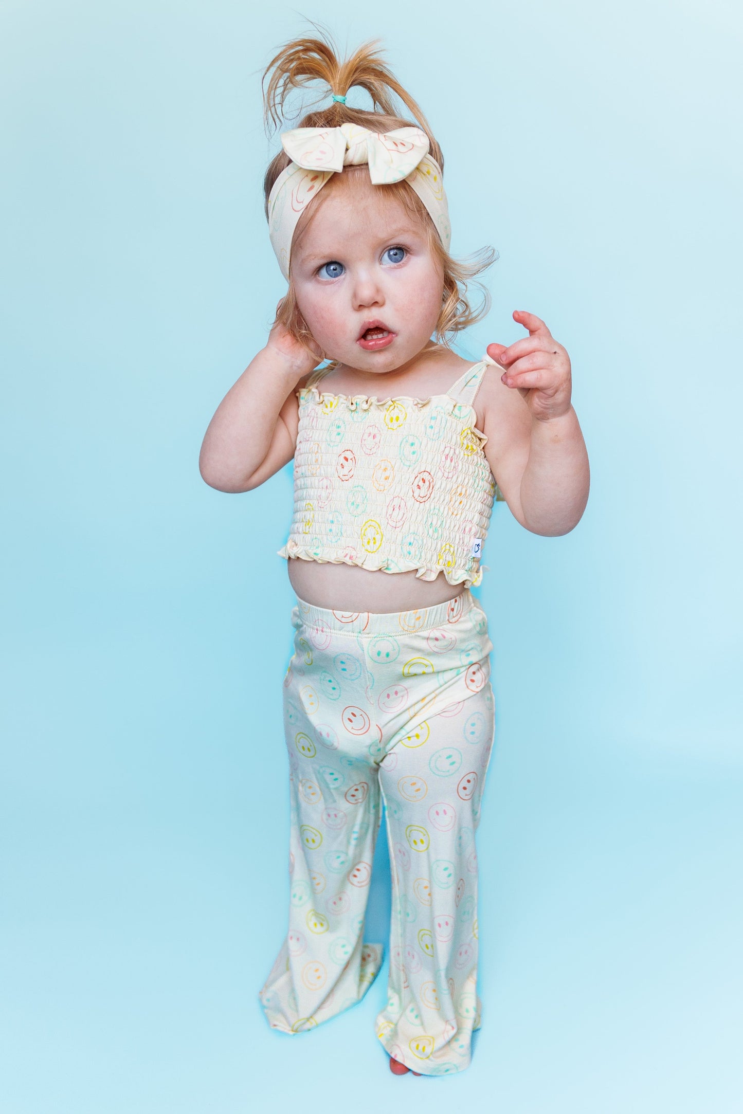 PASTEL SMILES DREAM SMOCKED FLARE SET