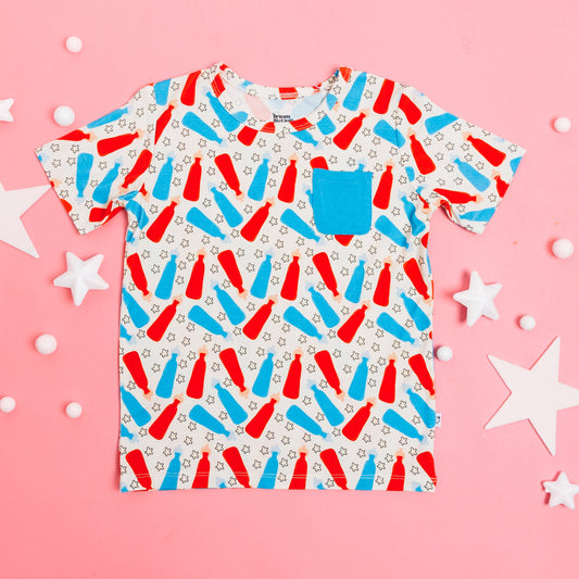 BURSTING RED WHITE & BLUE DREAM POCKET TEE