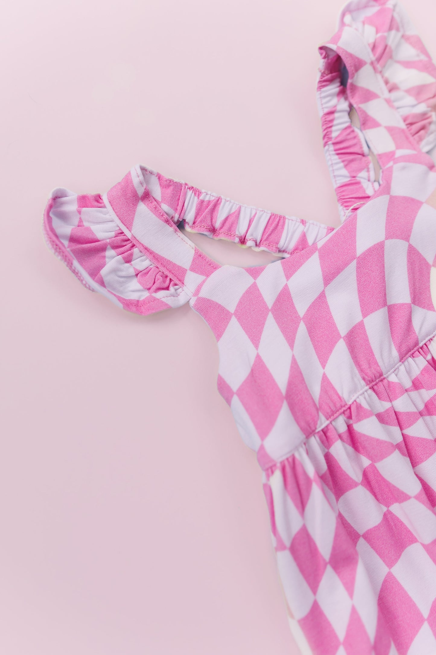 BUBBLEGUM WAVY CHECKERS DREAM BUBBLE ROMPER