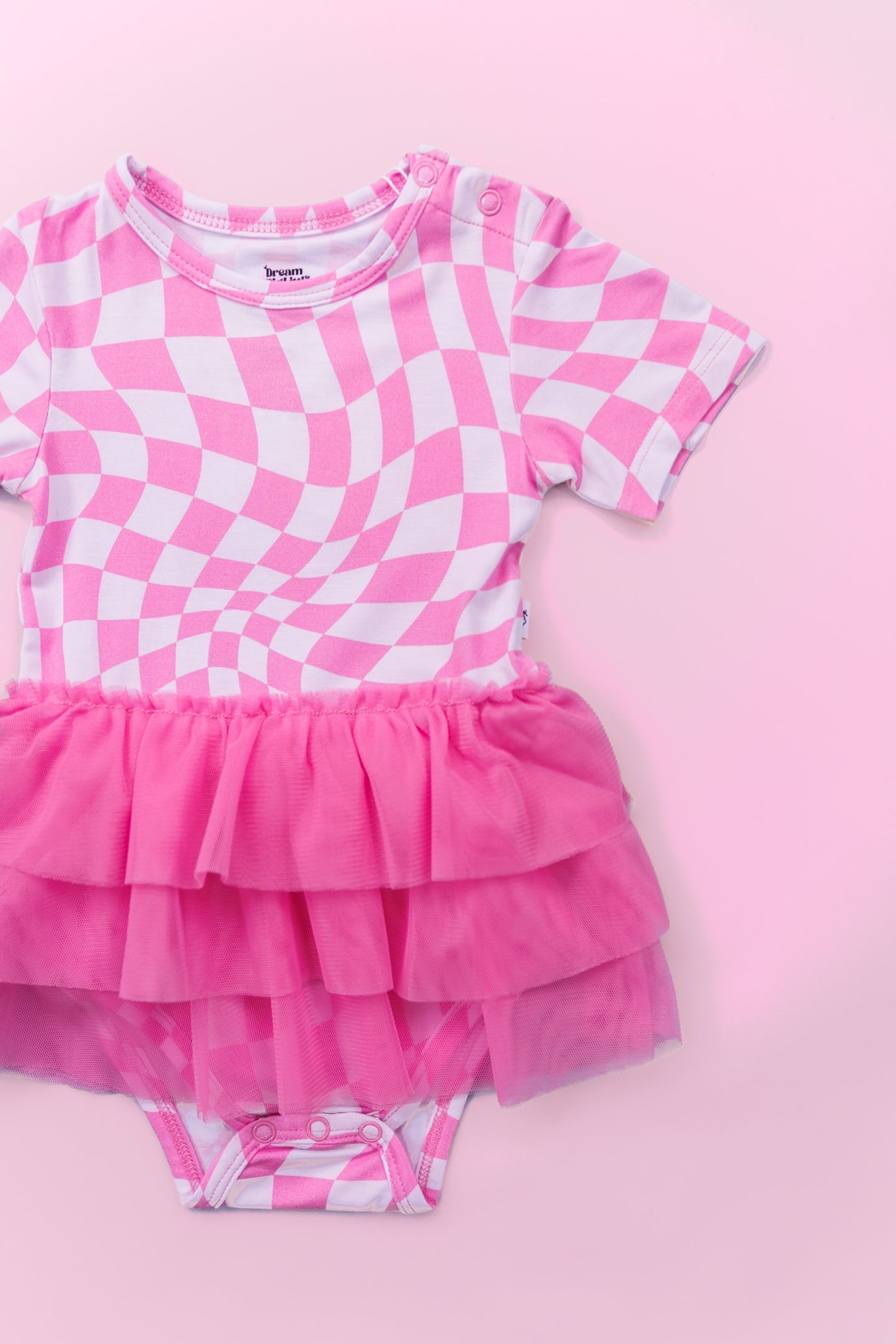 BUBBLEGUM WAVY CHECKERS DREAM TUTU BODYSUIT DRESS