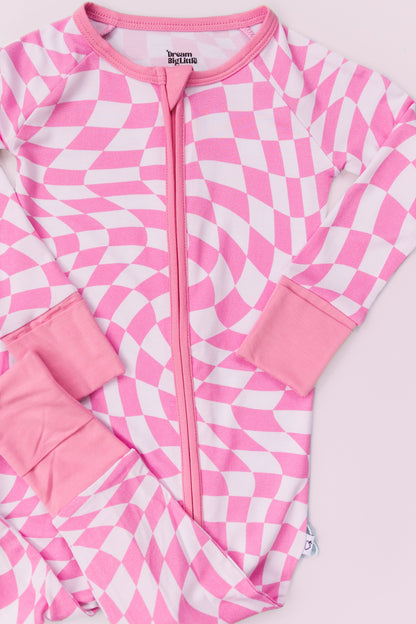 BUBBLEGUM WAVY CHECKERS DREAM ROMPER