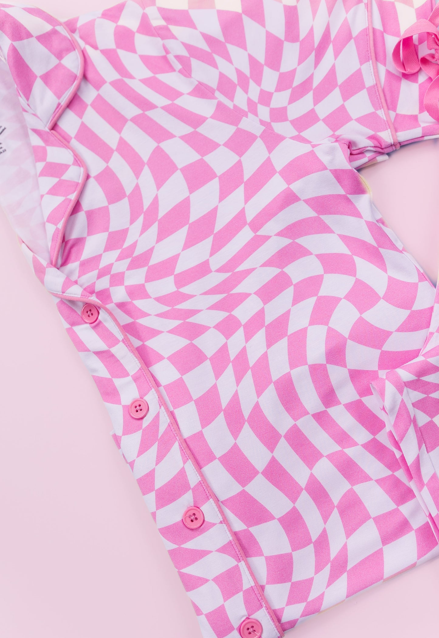 BUBBLEGUM WAVY CHECKERS WOMEN'S RELAXED FLARE DREAM SET