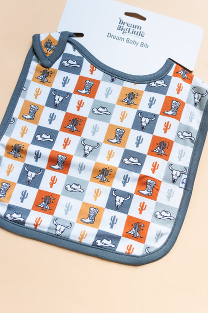 WILD WEST CHECKERS DREAM BABY BIB