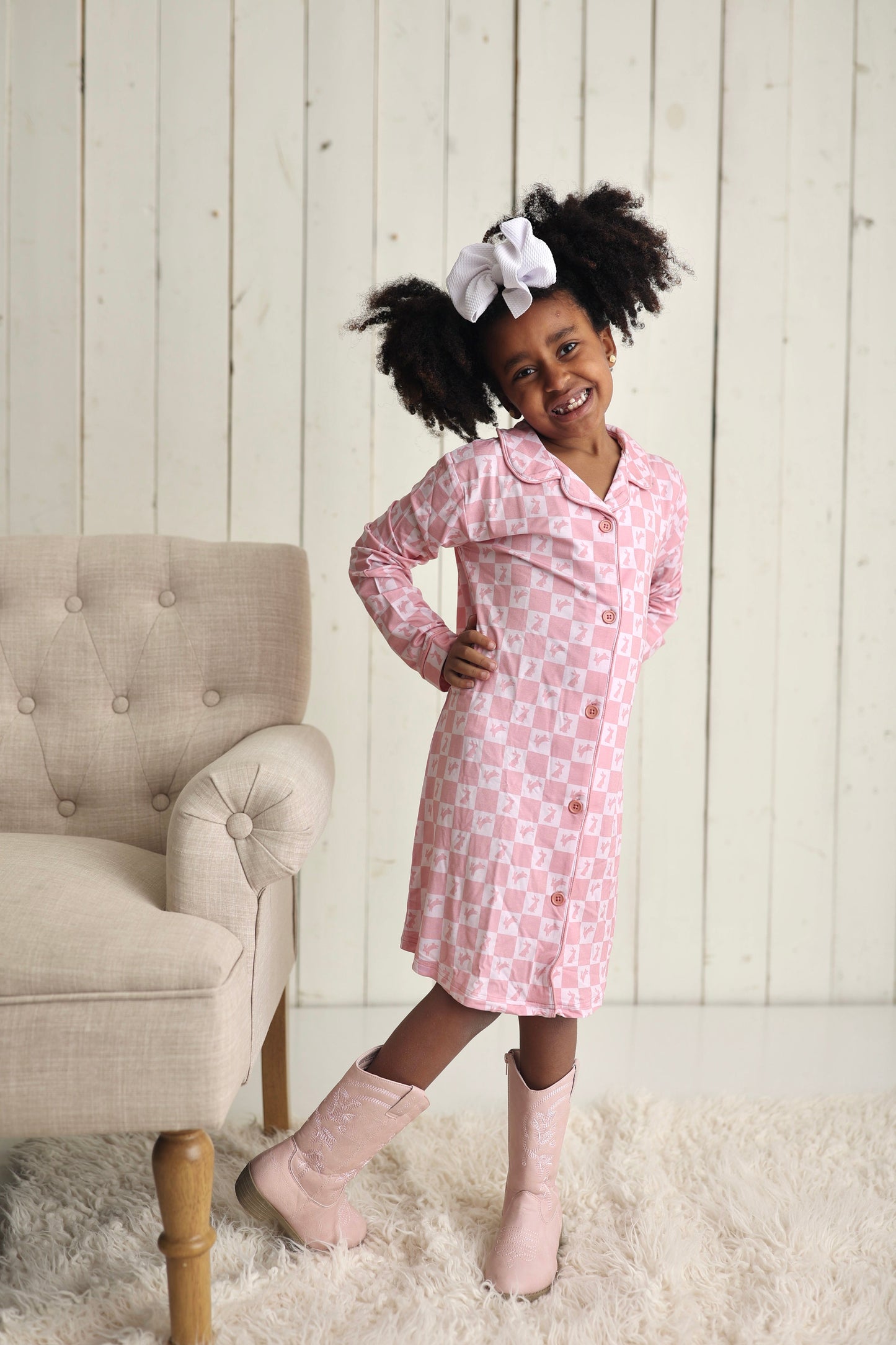 HOPPITY BLUSH CHECKERS GIRL'S DREAM GOWN