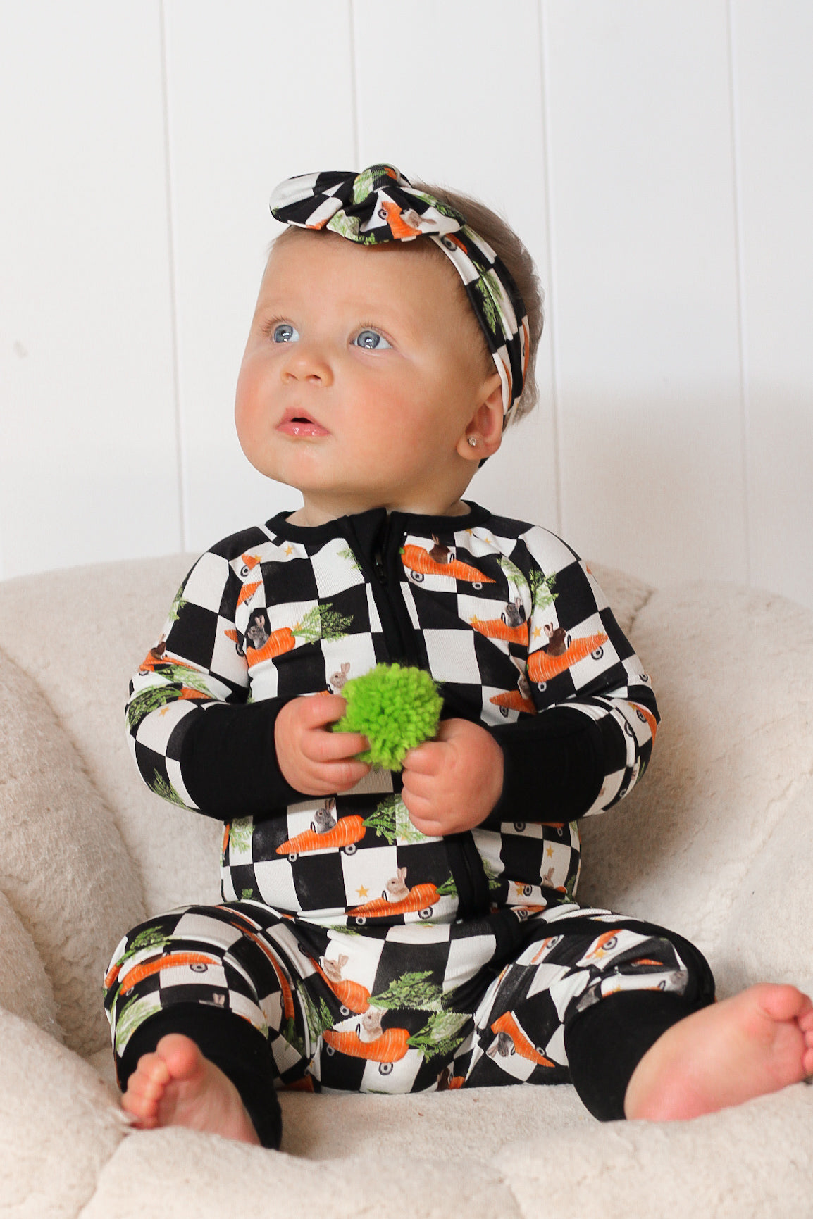 RACING CARROT CHECKERS DREAM ROMPER