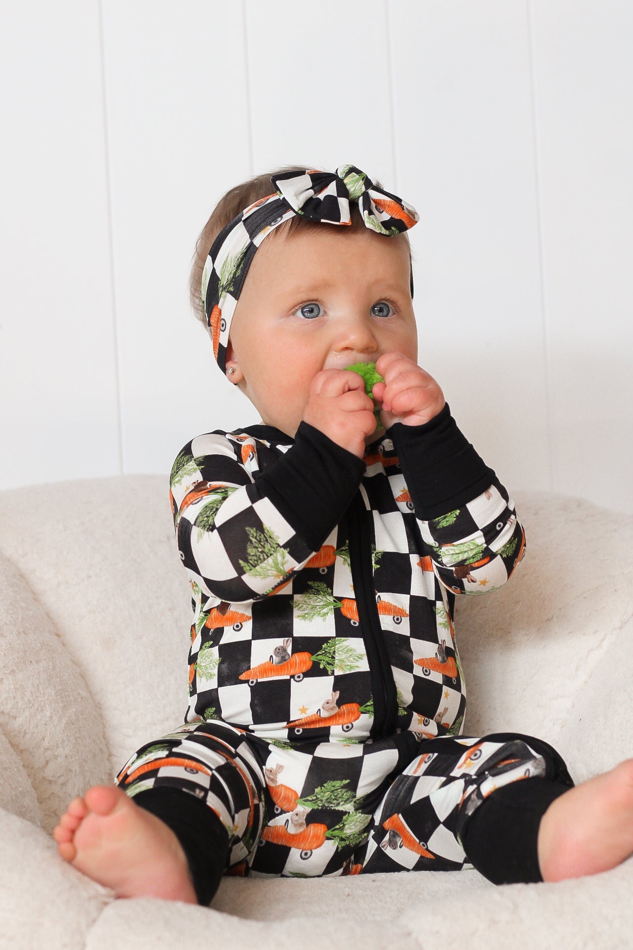 RACING CARROT CHECKERS DREAM ROMPER