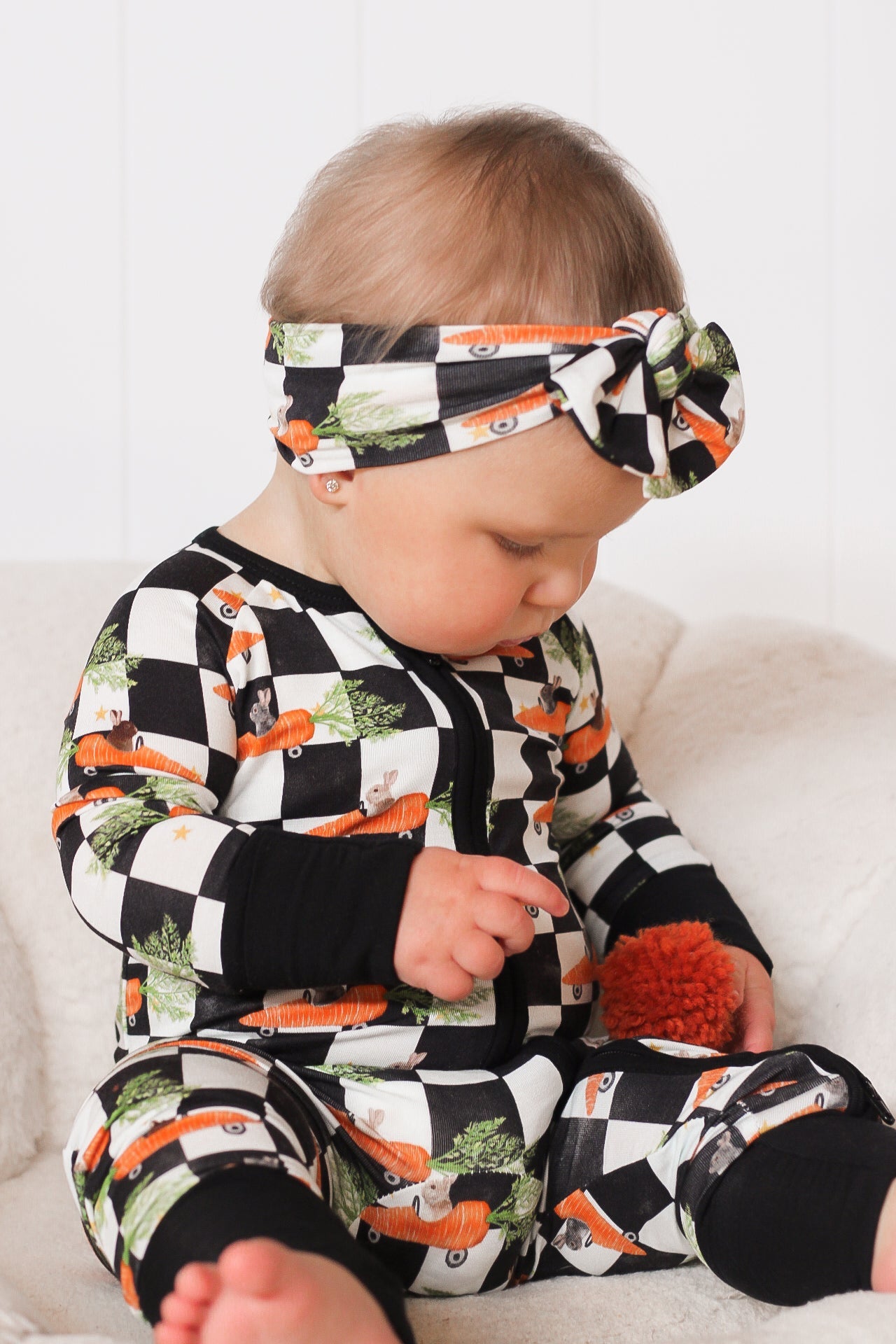 RACING CARROT CHECKERS DREAM ROMPER