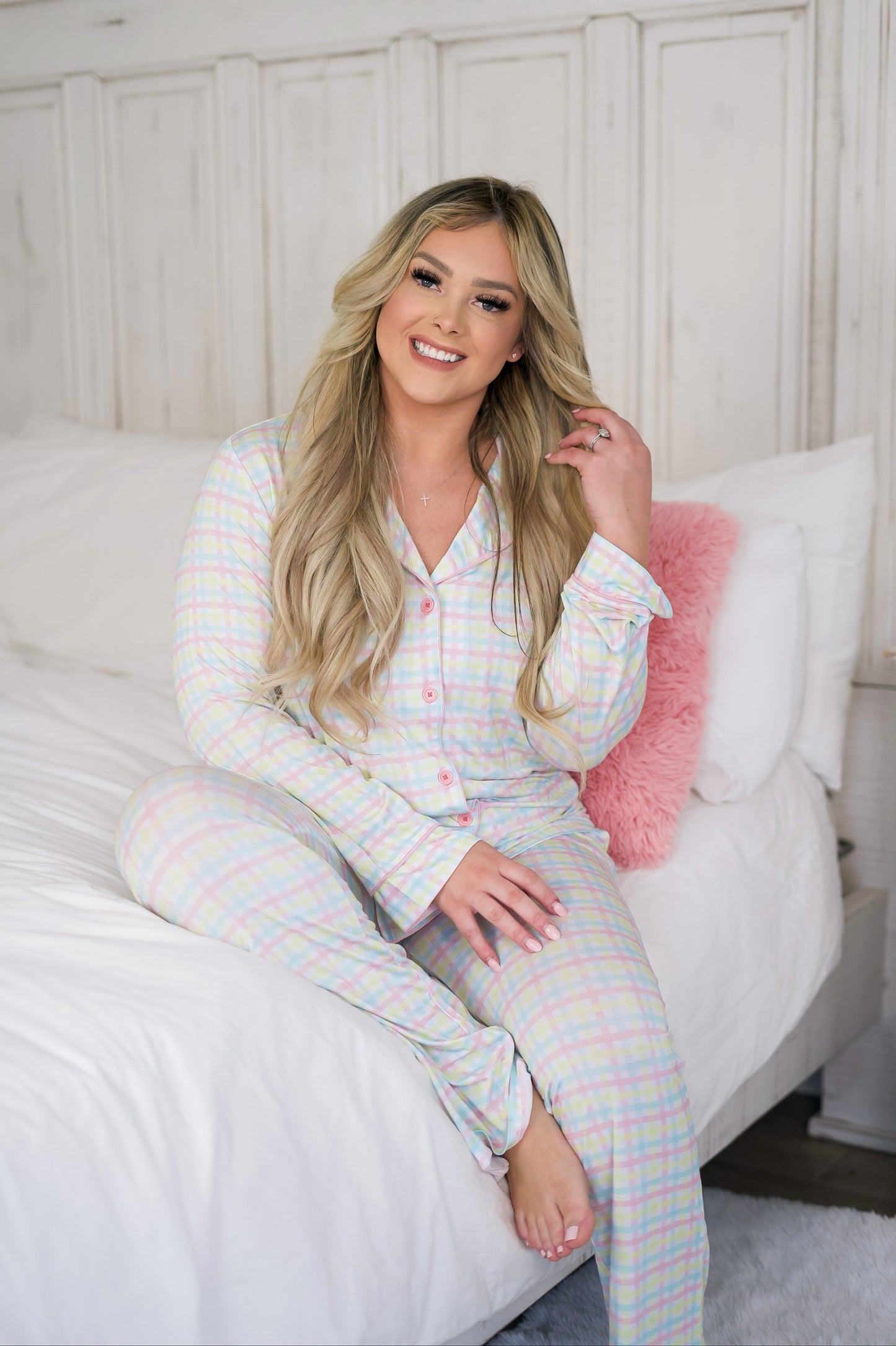 SPRING GINGHAM WOMEN’S LONG SLEEVE RELAXED DREAM SET