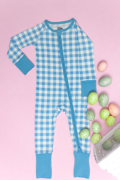 SKY BLUE GINGHAM DREAM ROMPER