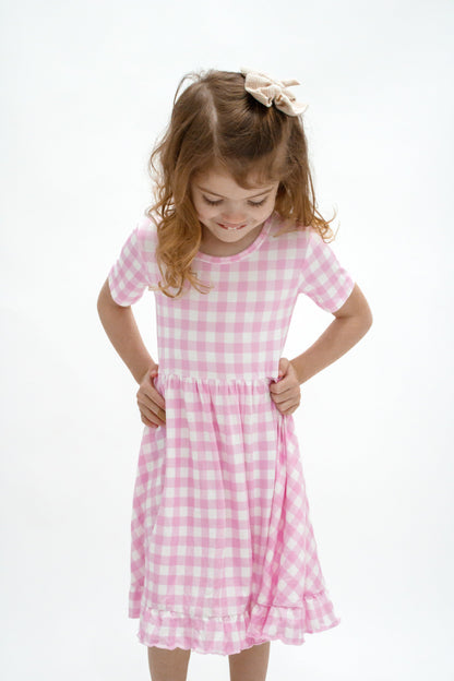 TAFFY PINK GINGHAM DREAM RUFFLE DRESS