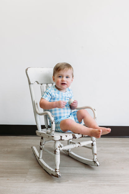 SKY BLUE GINGHAM DREAM SHORT SET