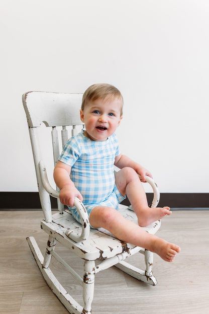 SKY BLUE GINGHAM DREAM SHORT SET