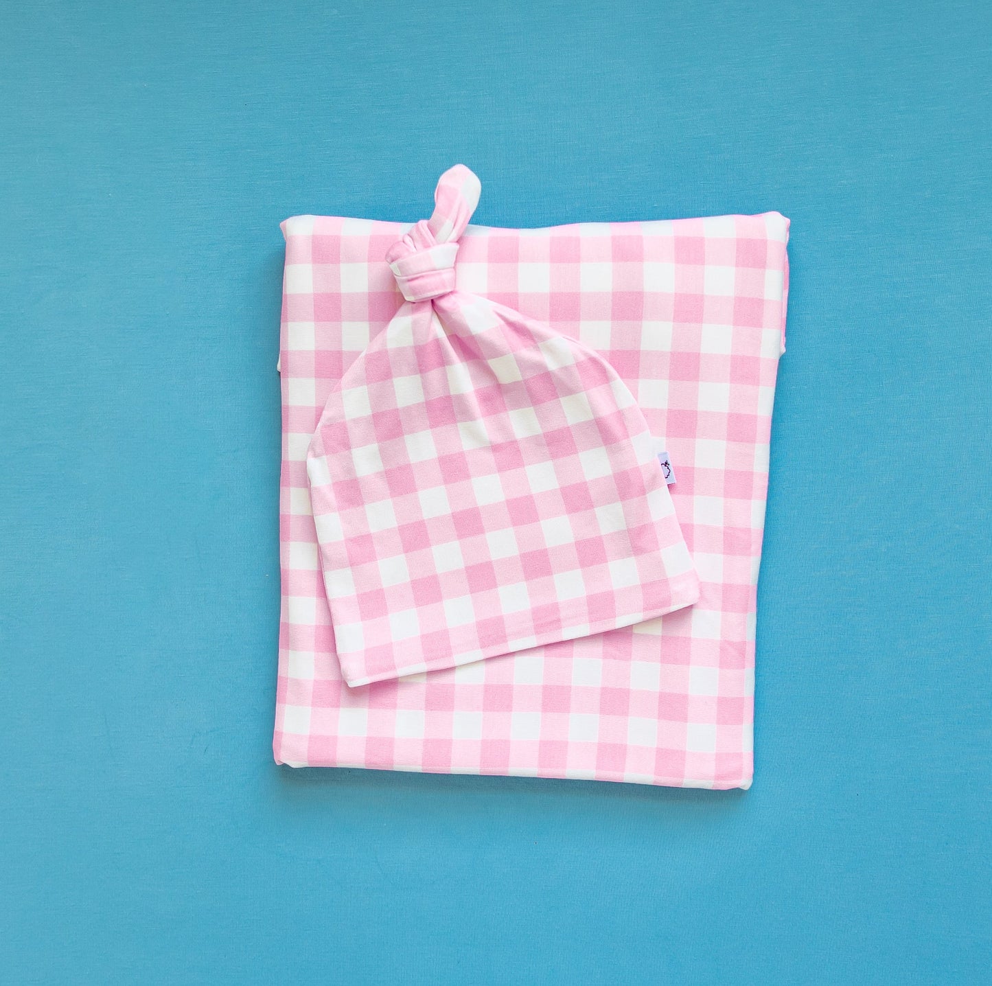 TAFFY PINK GINGHAM DREAM SWADDLE & BEANIE